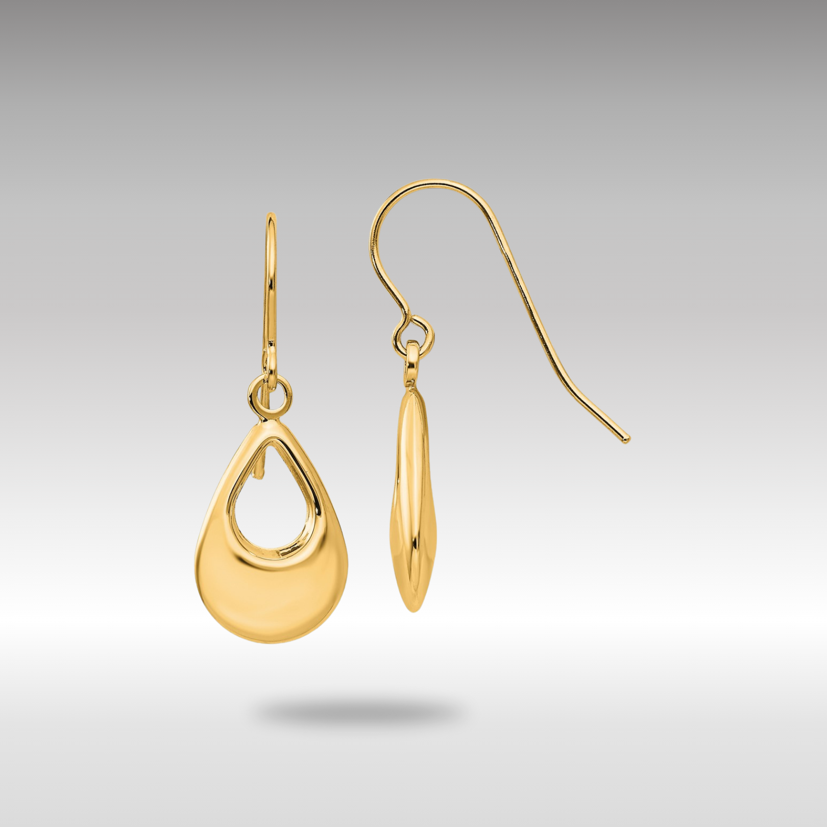 Gold Teardrop Hollow Dangle Earrings - Model TL846Y - Charlie & Co. Jewelry