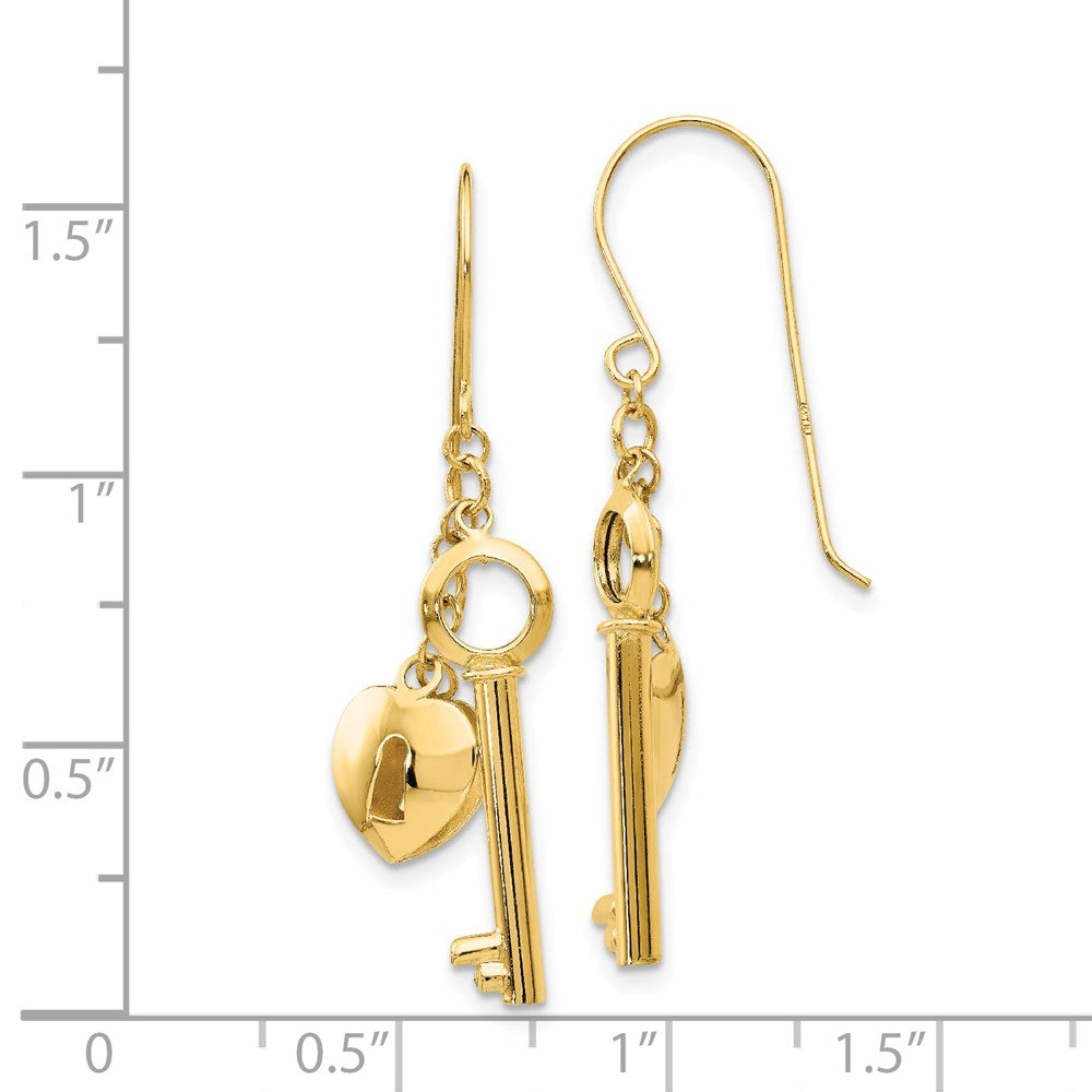 Gold Puff Heart Lock and Key Earrings - Model TL869 - Charlie & Co. Jewelry