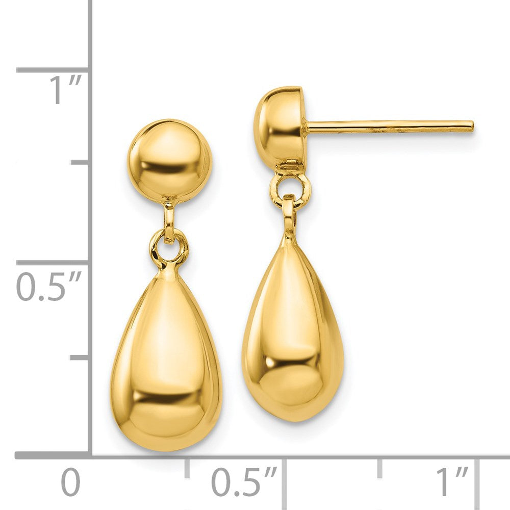 Gold Teardrop Hollow Post Dangle Earrings - Model TL902 - Charlie & Co. Jewelry