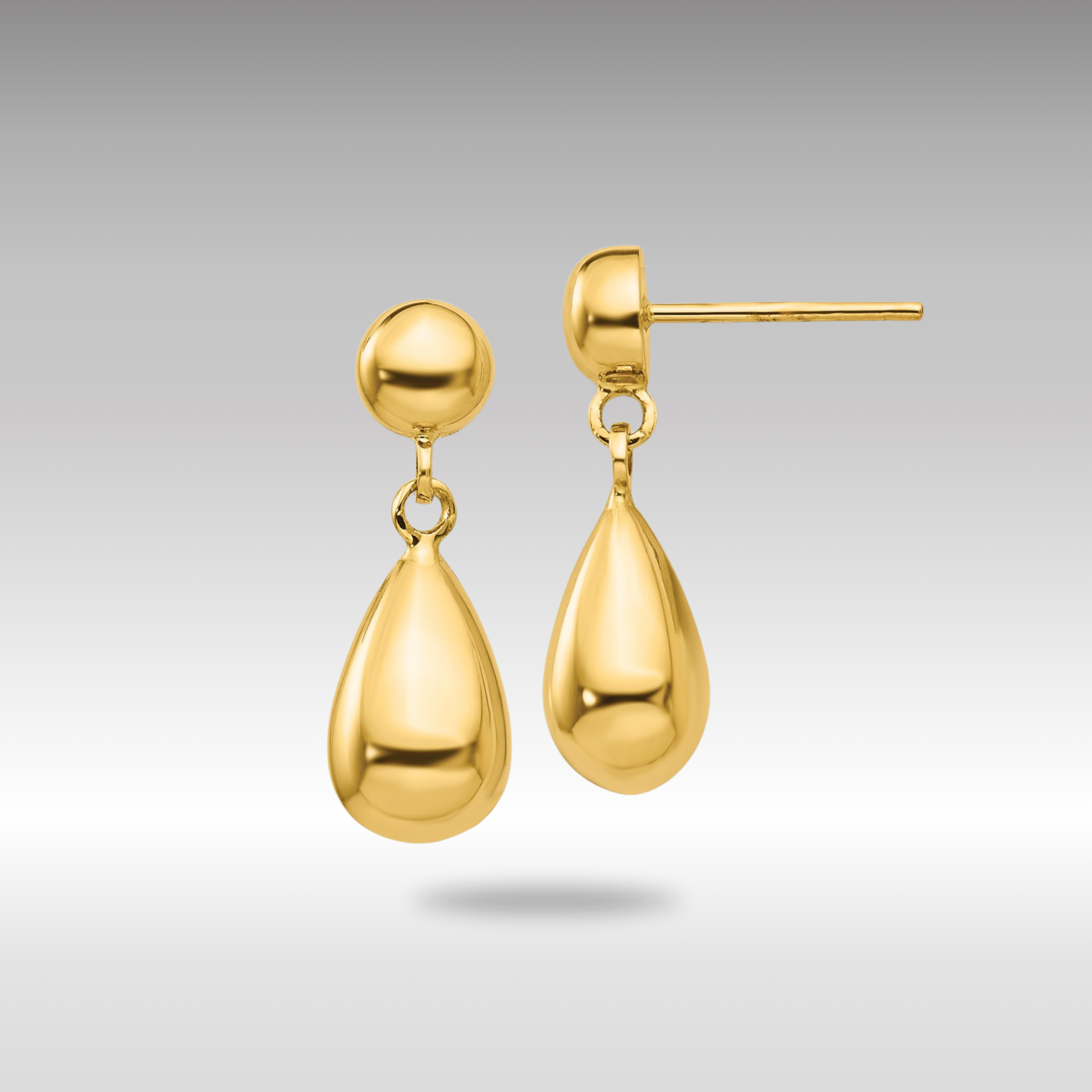 Gold Teardrop Hollow Post Dangle Earrings - Model TL902 - Charlie & Co. Jewelry