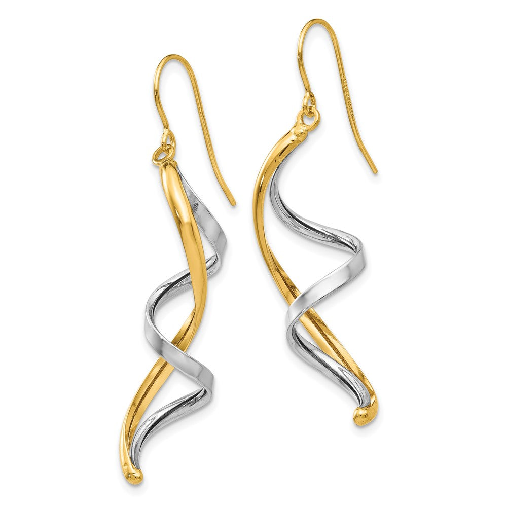 Yellow and White Gold Polished Fancy Dangle Earrings Model-TL905 - Charlie & Co. Jewelry