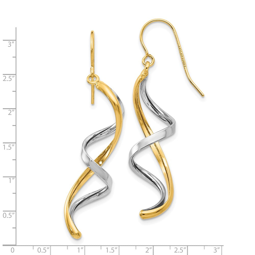 Yellow and White Gold Polished Fancy Dangle Earrings Model-TL905 - Charlie & Co. Jewelry