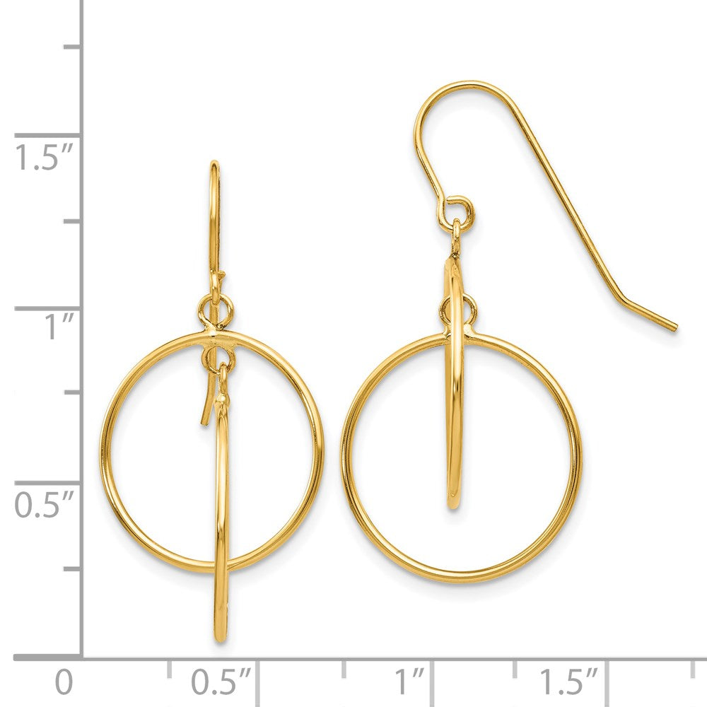 Gold Polished Circles Dangle Earrings - Model TL950 - Charlie & Co. Jewelry