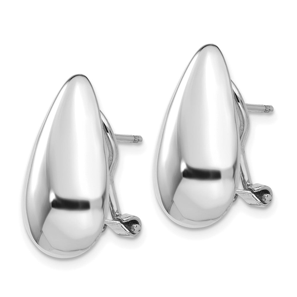 White Gold Teardrop Omega Back Earrings - Model TM165 - Charlie & Co. Jewelry