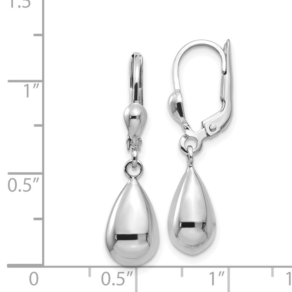 White Gold Polished Dangle Leverback Earrings Model-TM171 - Charlie & Co. Jewelry