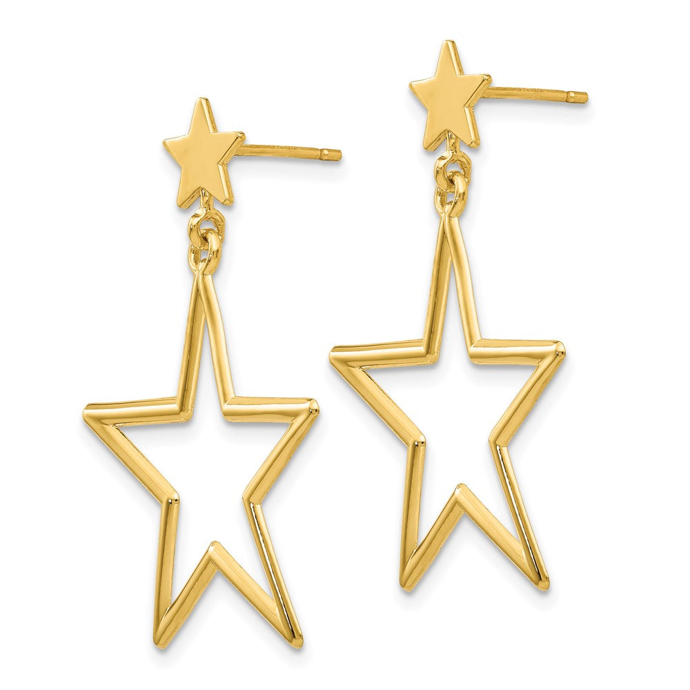 Gold Star Dangle Post Earrings - Model TM785 - Charlie & Co. Jewelry