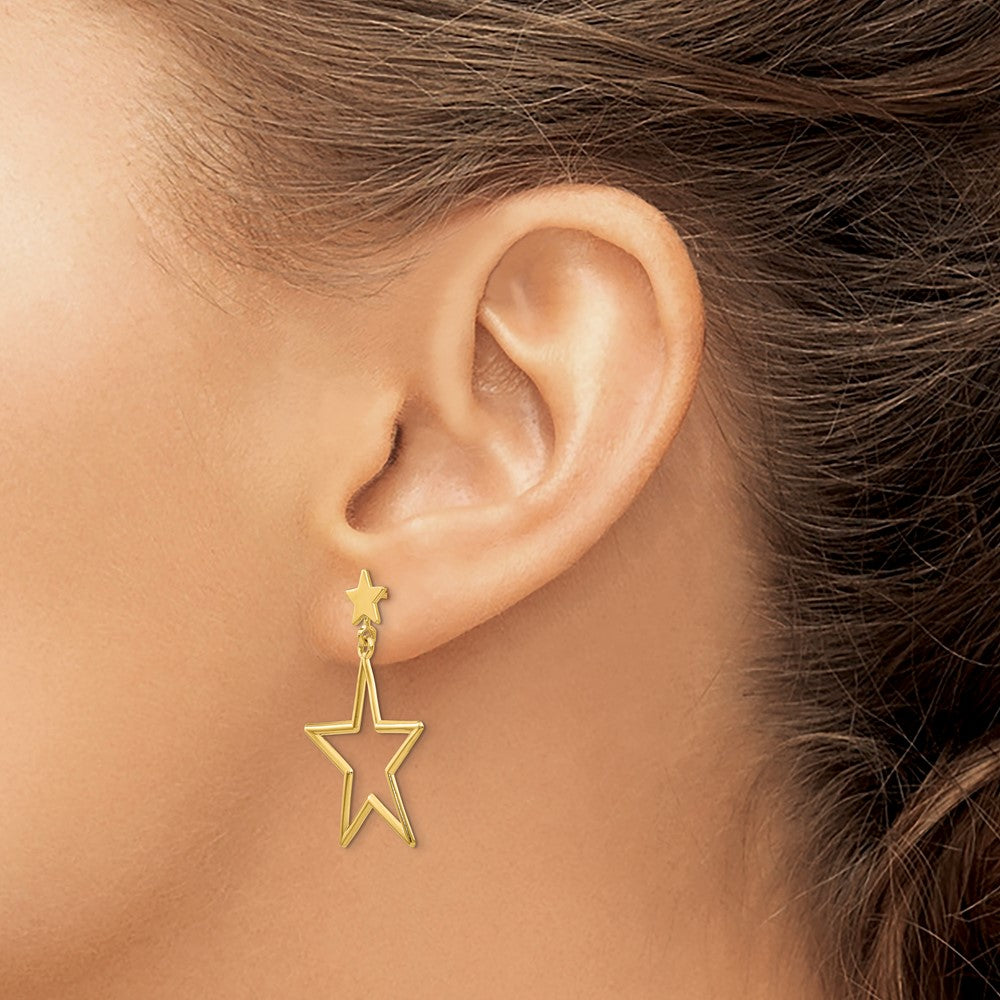 Gold Star Dangle Post Earrings - Model TM785 - Charlie & Co. Jewelry