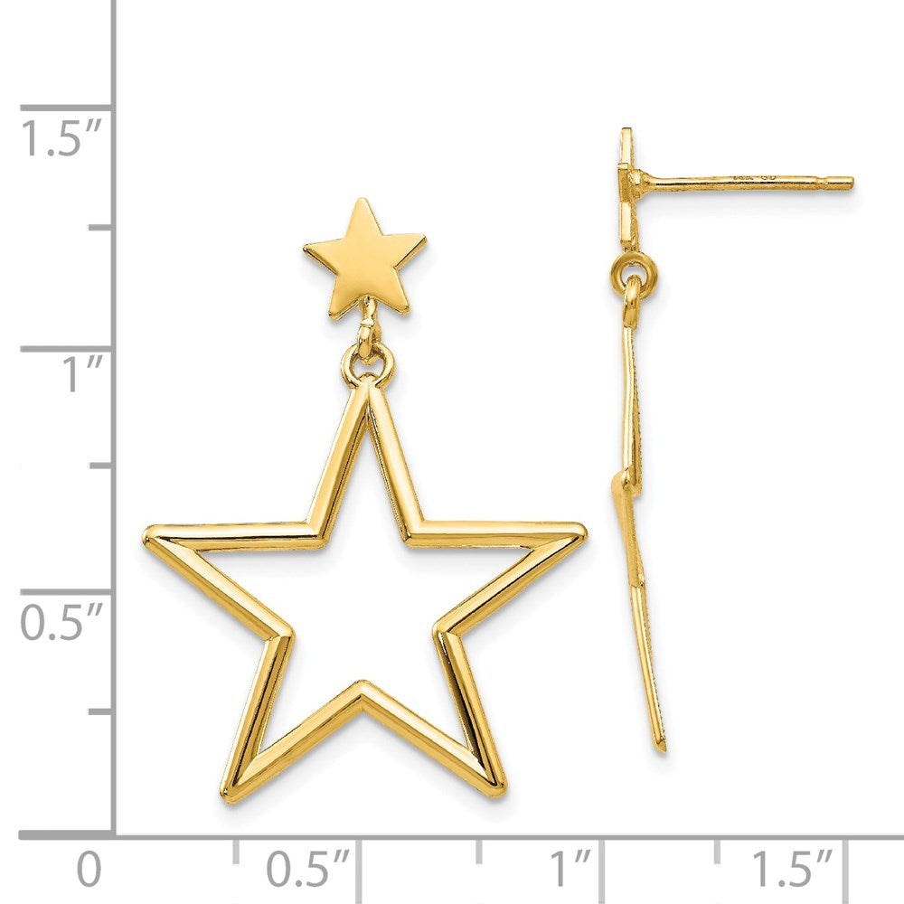 Gold Star Dangle Post Earrings - Model TM785 - Charlie & Co. Jewelry