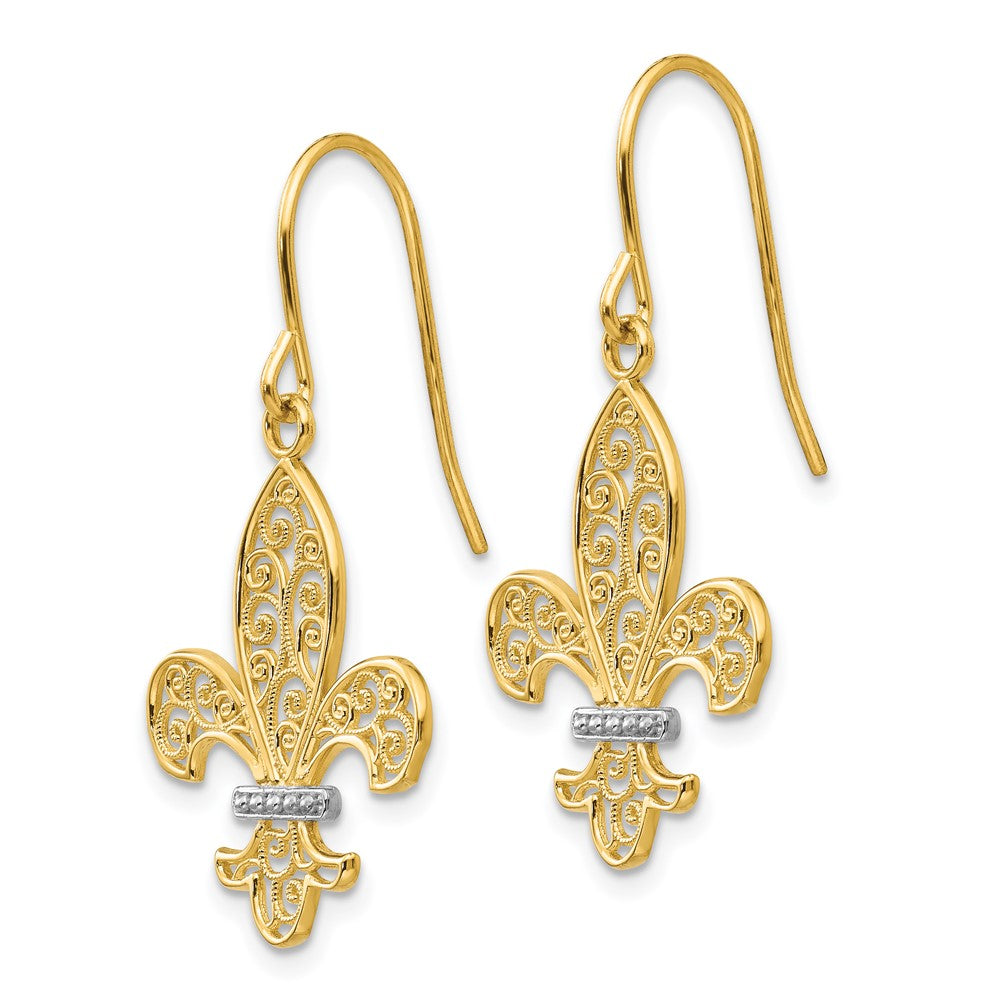 Gold Fleur de lis Shepherd Hook Earrings - Model TM793 - Charlie & Co. Jewelry