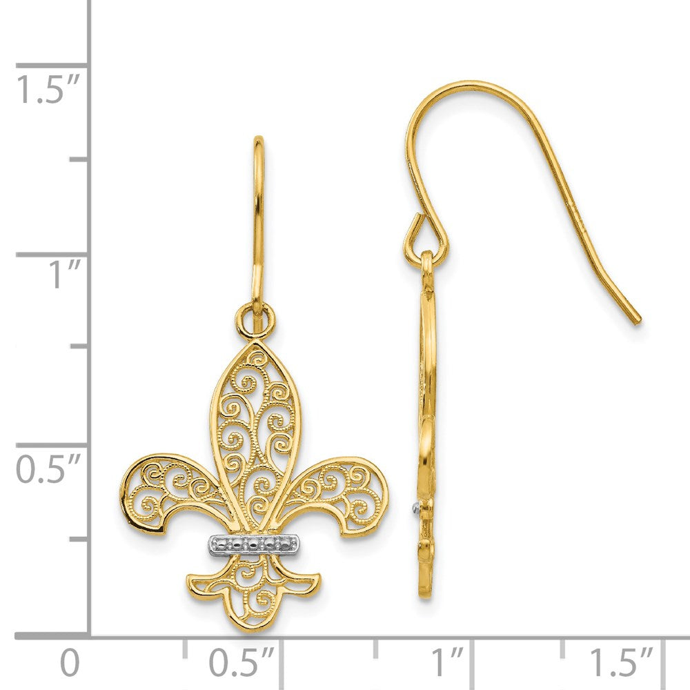 Gold Fleur de lis Shepherd Hook Earrings - Model TM793 - Charlie & Co. Jewelry