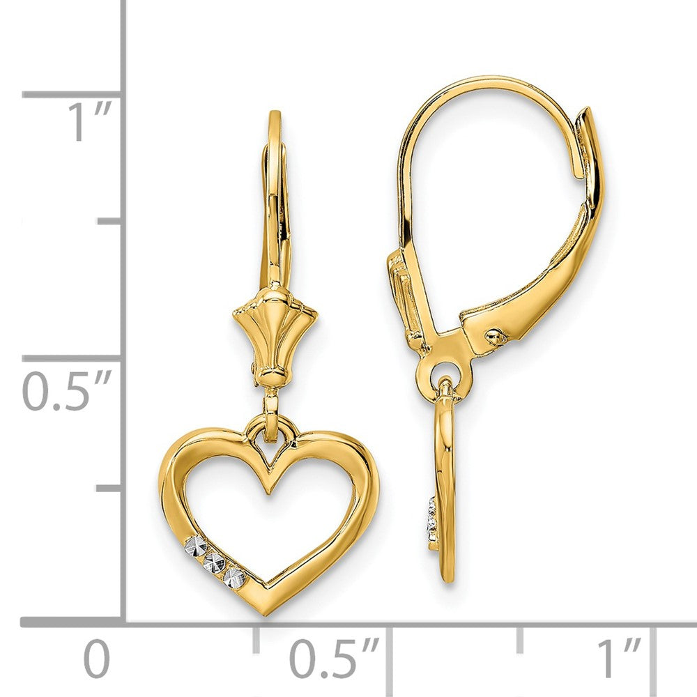 Gold Diamond Cut Heart Leverback Earrings - Model TM805 - Charlie & Co. Jewelry