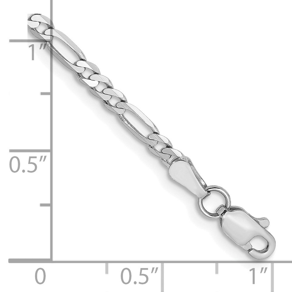 Charlie & Co Jewelry | 14k White Gold 7 Inch 2.75mm Flat Figaro With Lobster Clasp Bracelet - Model WFIG070
