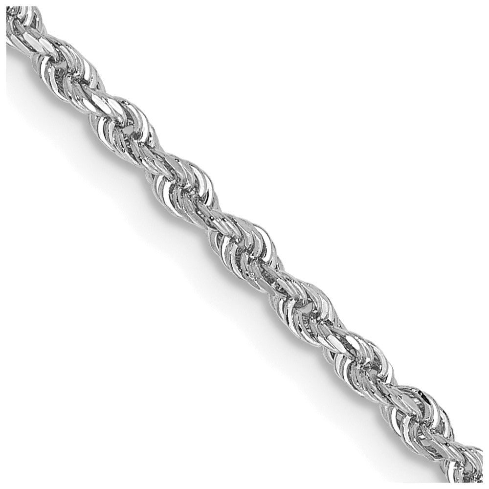 Charlie & Co Jewelry | 14k White Gold 7 Inch 2mm Diamond-cut Quadruple Rope Lobster Clasp Chain - Model WQT016