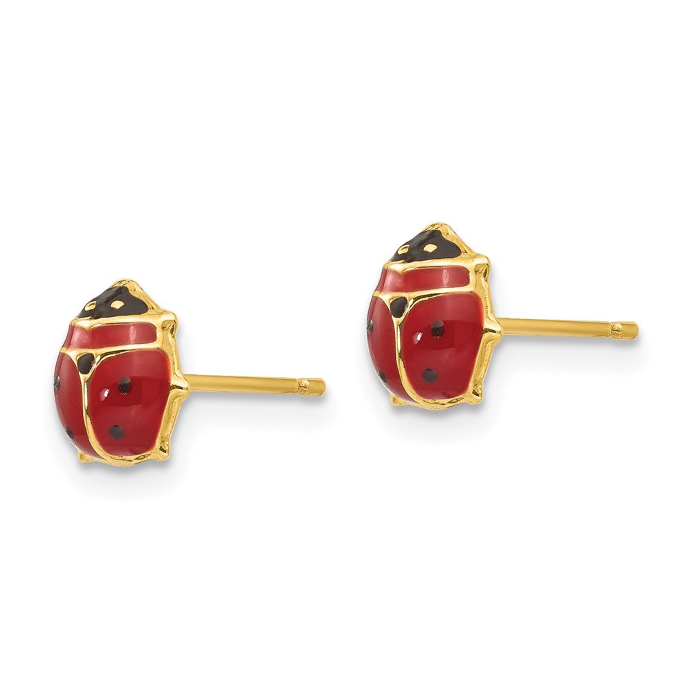 Gold Enameled Ladybug Post Earrings - Model XAC855 - Charlie & Co. Jewelry