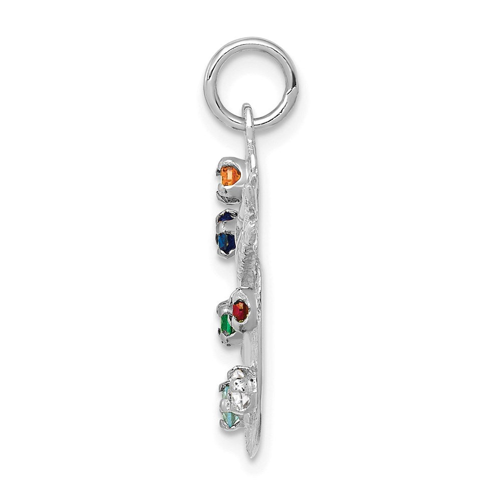 14K White Gold Artist Palette with CZ Stones Necklace Charm - Charlie & Co. Jewelry