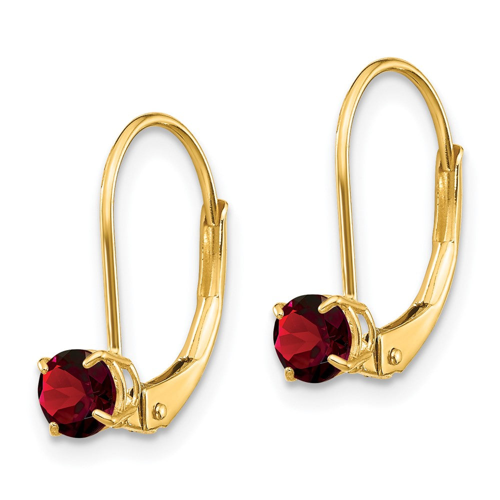 Gold Garnet Leverback Earrings - January Model-XBE73 - Charlie & Co. Jewelry