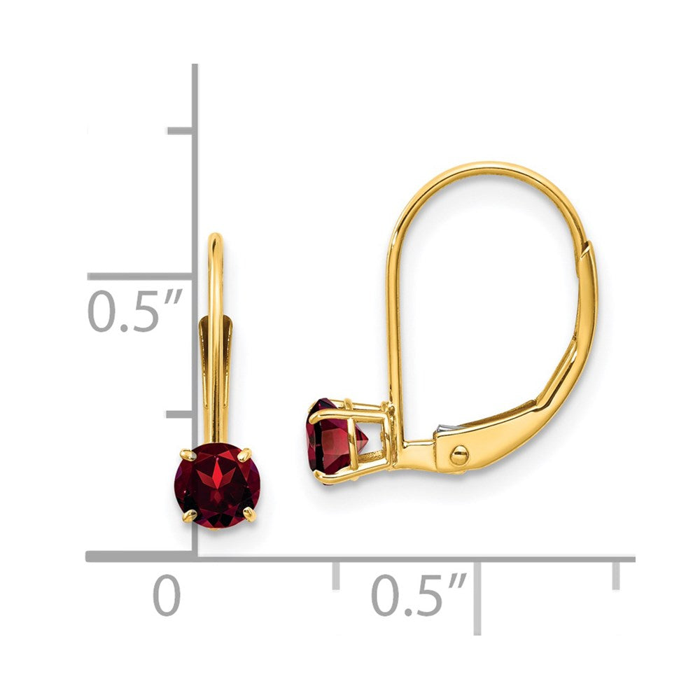 Gold Garnet Leverback Earrings - January Model-XBE73 - Charlie & Co. Jewelry