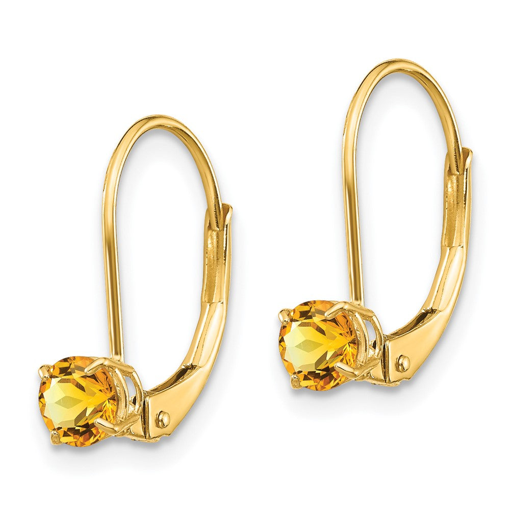 Gold 4mm Round November/Citrine Leverback Earrings Model-XBE83 - Charlie & Co. Jewelry