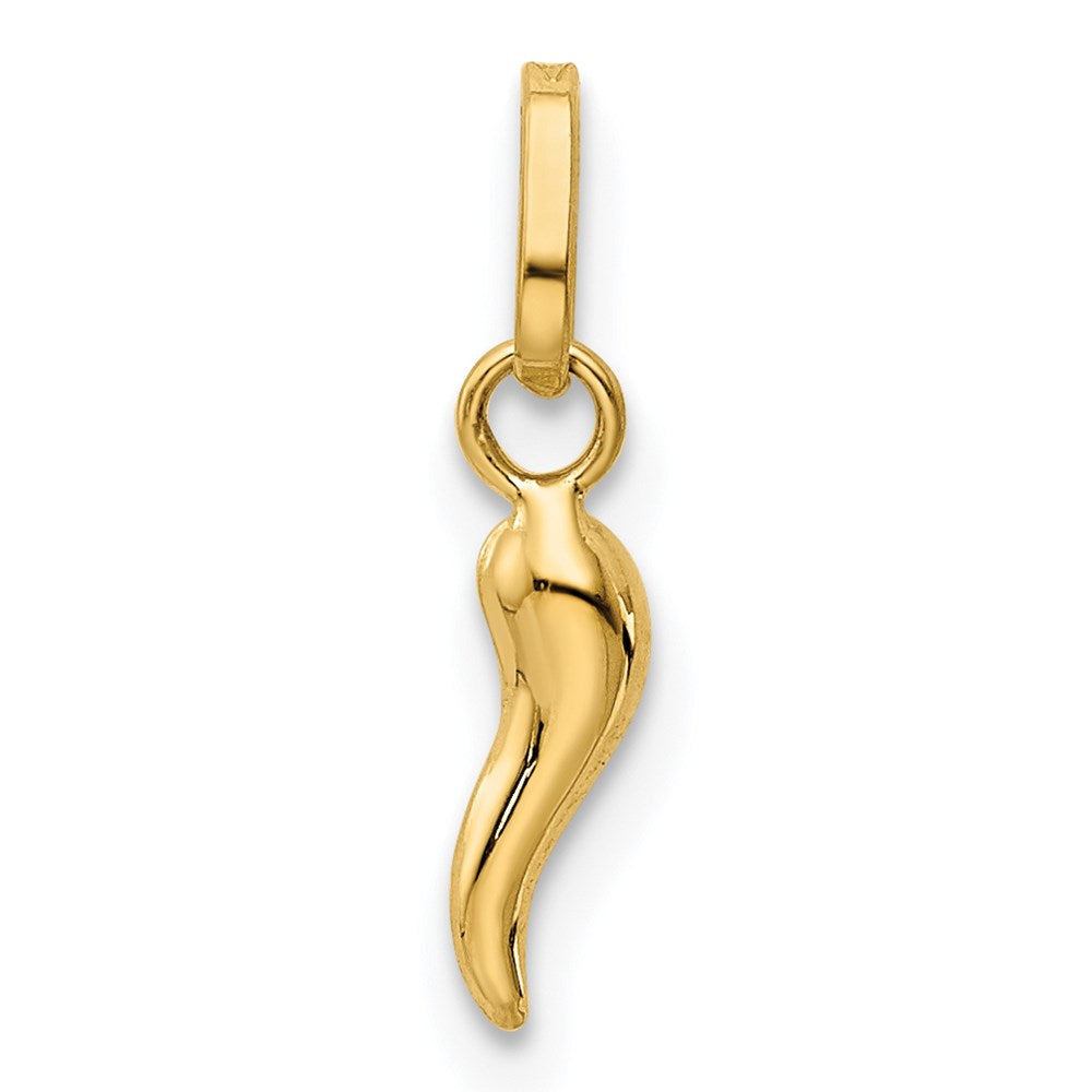14K Gold Extra Small 3D Italian Horn Charm - Charlie & Co. Jewelry