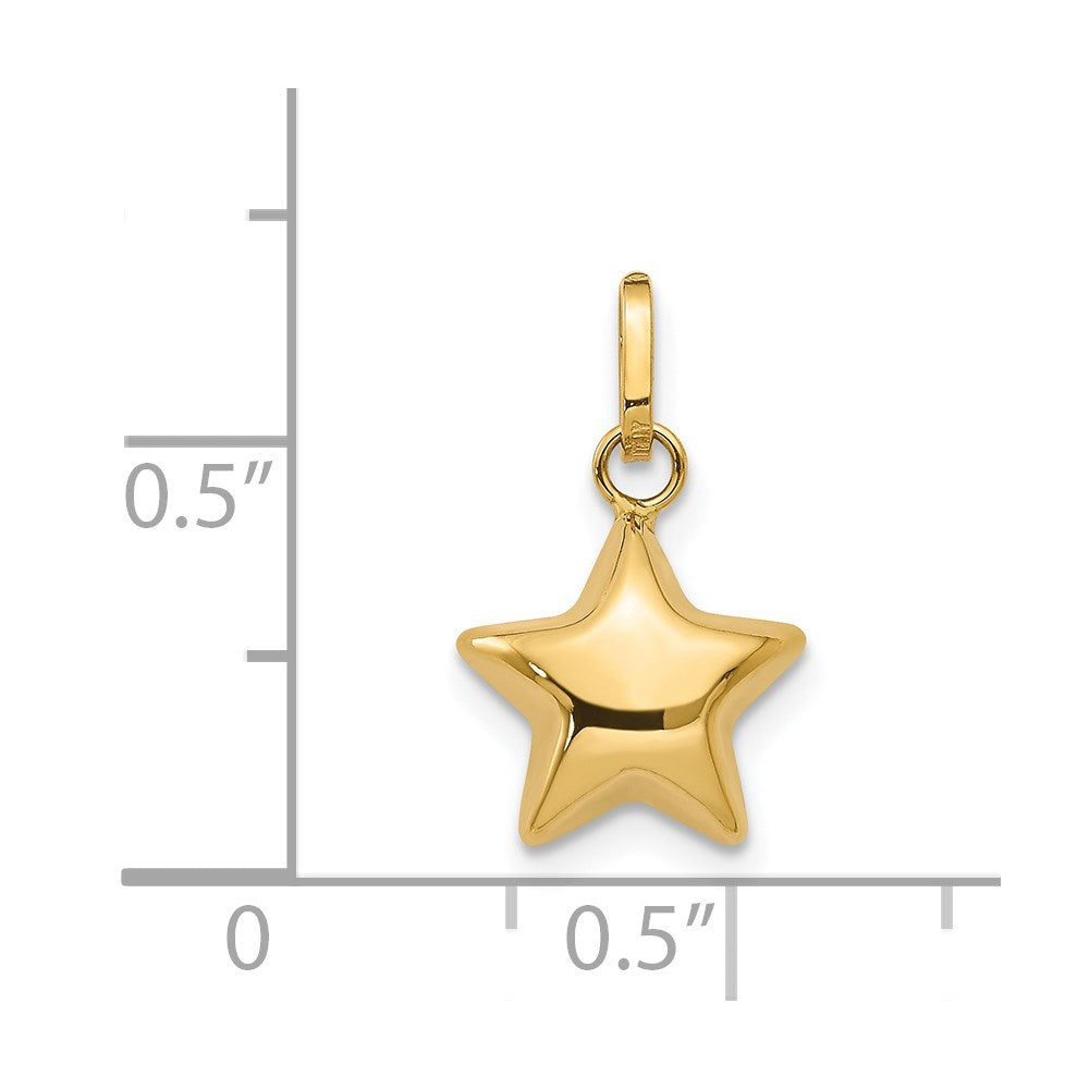 Gold 3D Puffed Star Charm Necklace Model-XCH156 - Charlie & Co. Jewelry