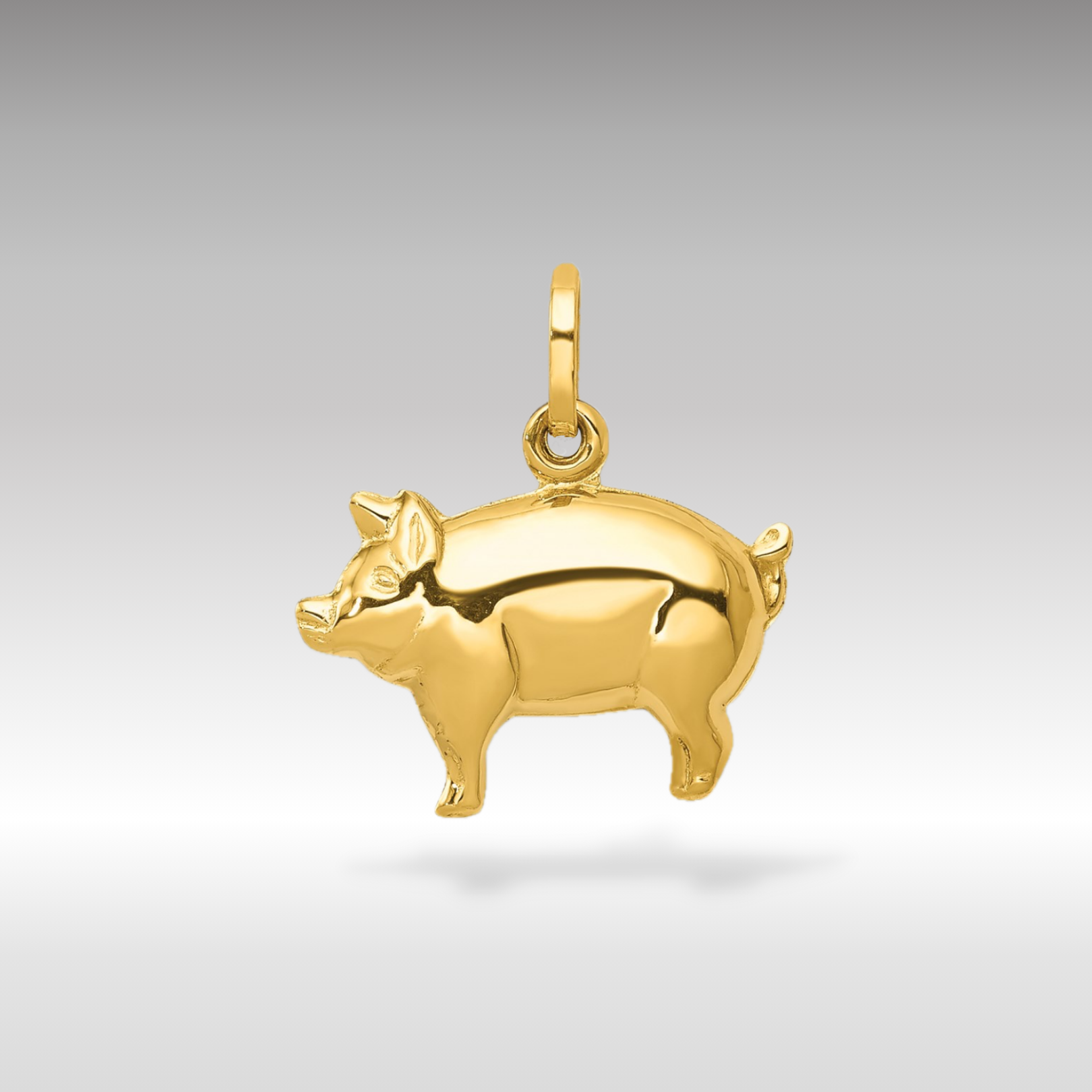 14K Gold 3D Pig Pendant - Charlie & Co. Jewelry