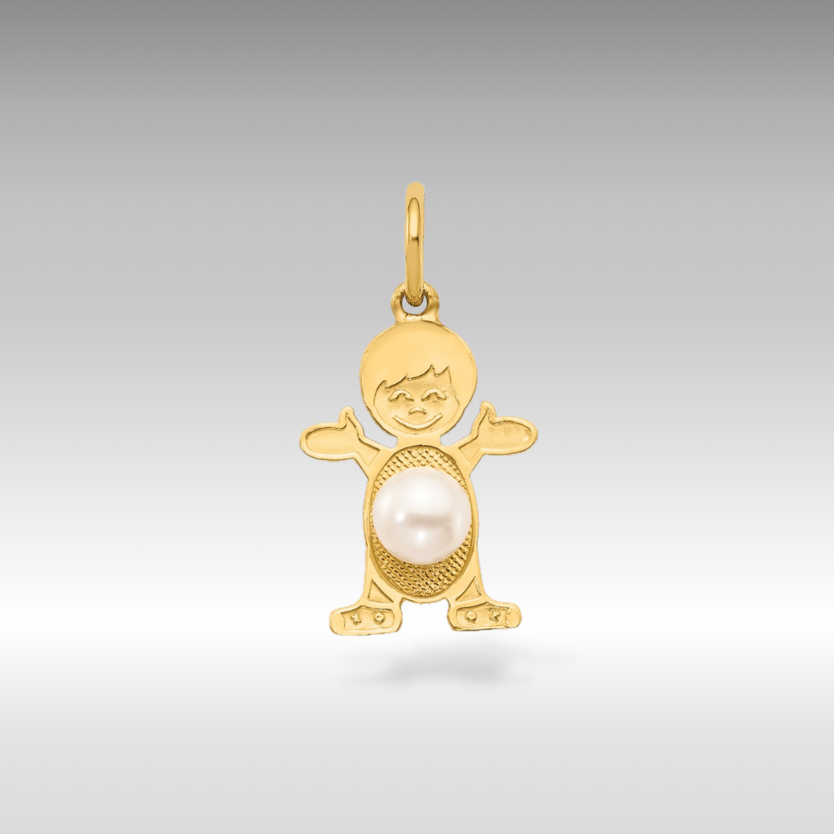 14K Gold Boy June Birthstone Pearl Charm Pendant - Charlie & Co. Jewelry