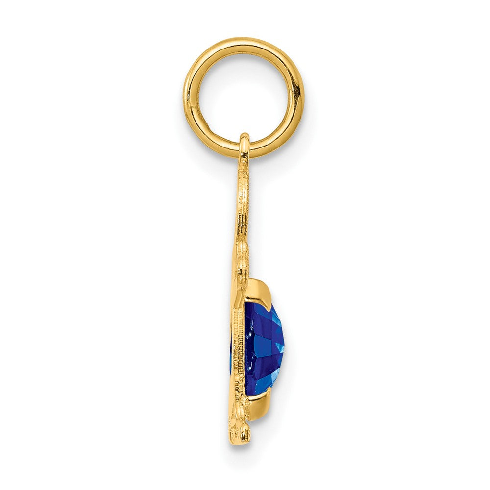 14K Gold Boy September Birthstone Sapphire Charm Pendant - Charlie & Co. Jewelry