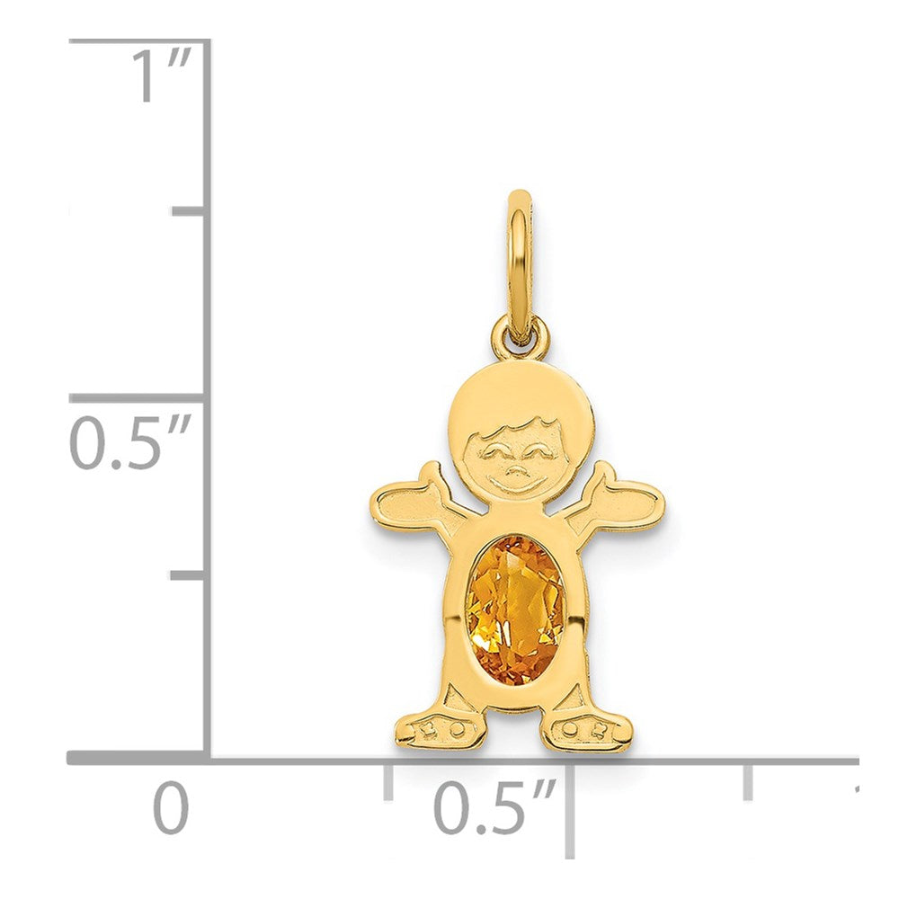 14K Gold Boy November Birthstone Citrine Charm Pendant - Charlie & Co. Jewelry