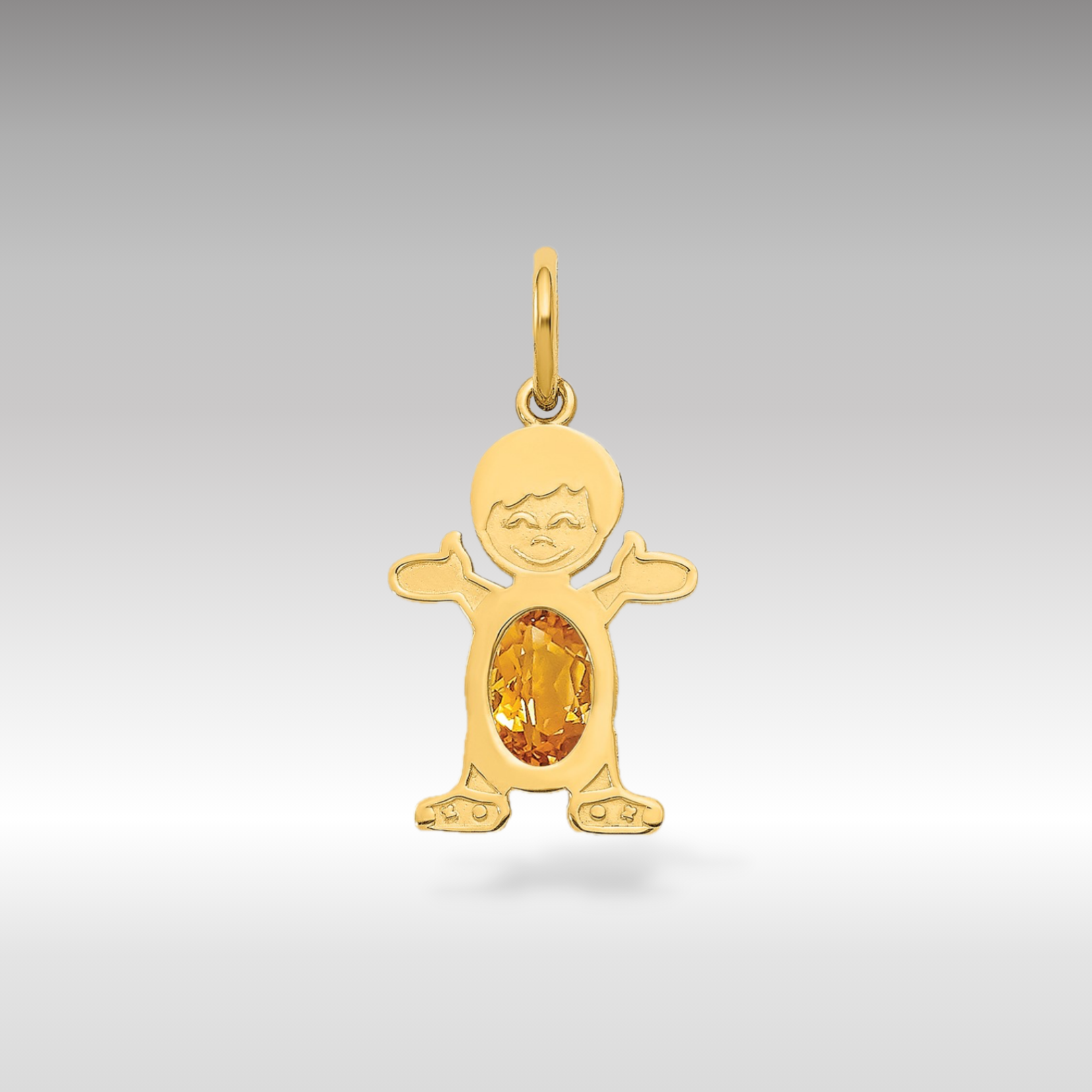 14K Gold Boy November Birthstone Citrine Charm Pendant - Charlie & Co. Jewelry