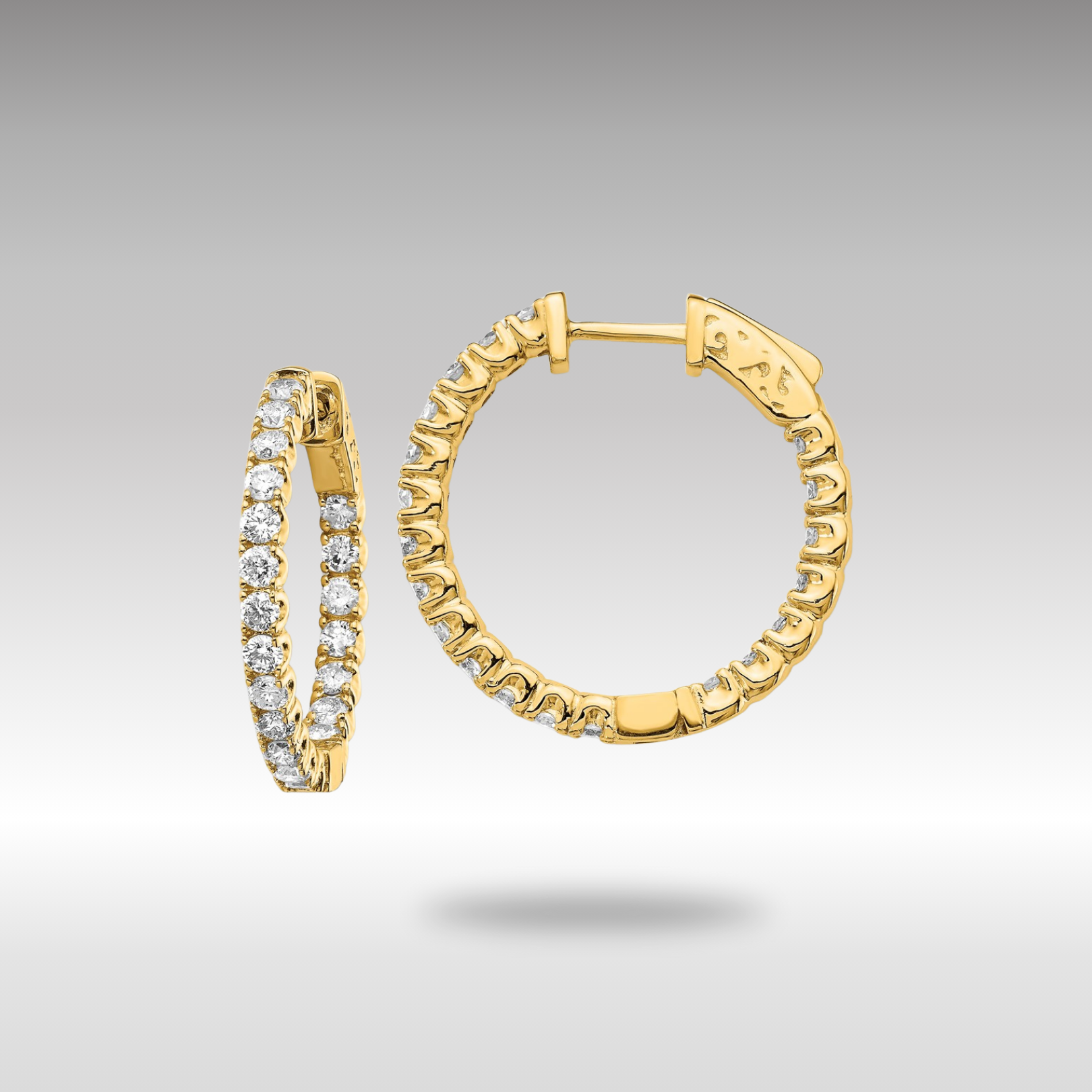 Gold Lab Grown Dia. VS/SI FGH Round Hoop with Safety Clasp Earrings - Model XE2012LG - Charlie & Co. Jewelry