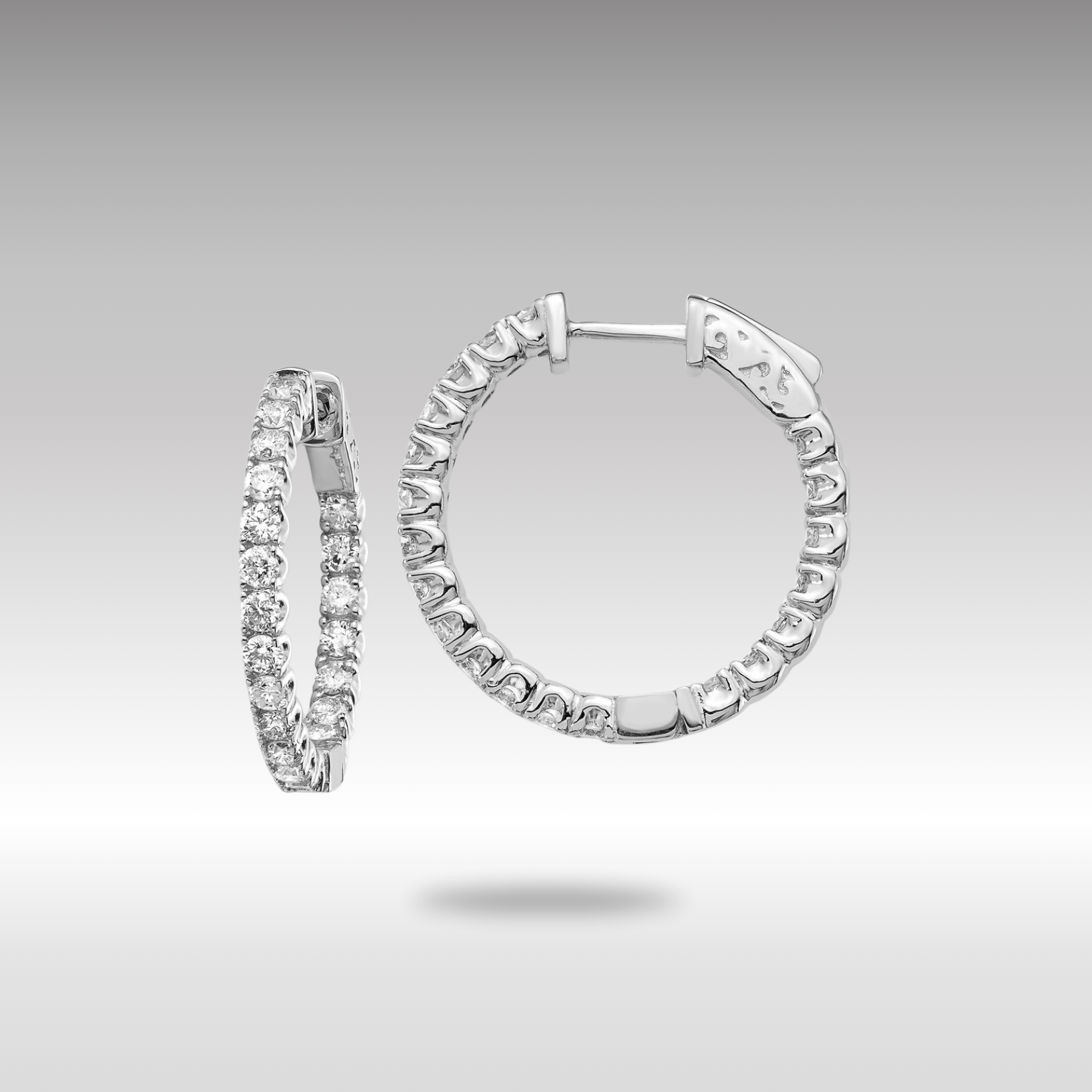 White Gold Lab Grown Dia. VS/SI FGH Round Hoop with Safety Clasp Earrings - Model XE2012WLG - Charlie & Co. Jewelry