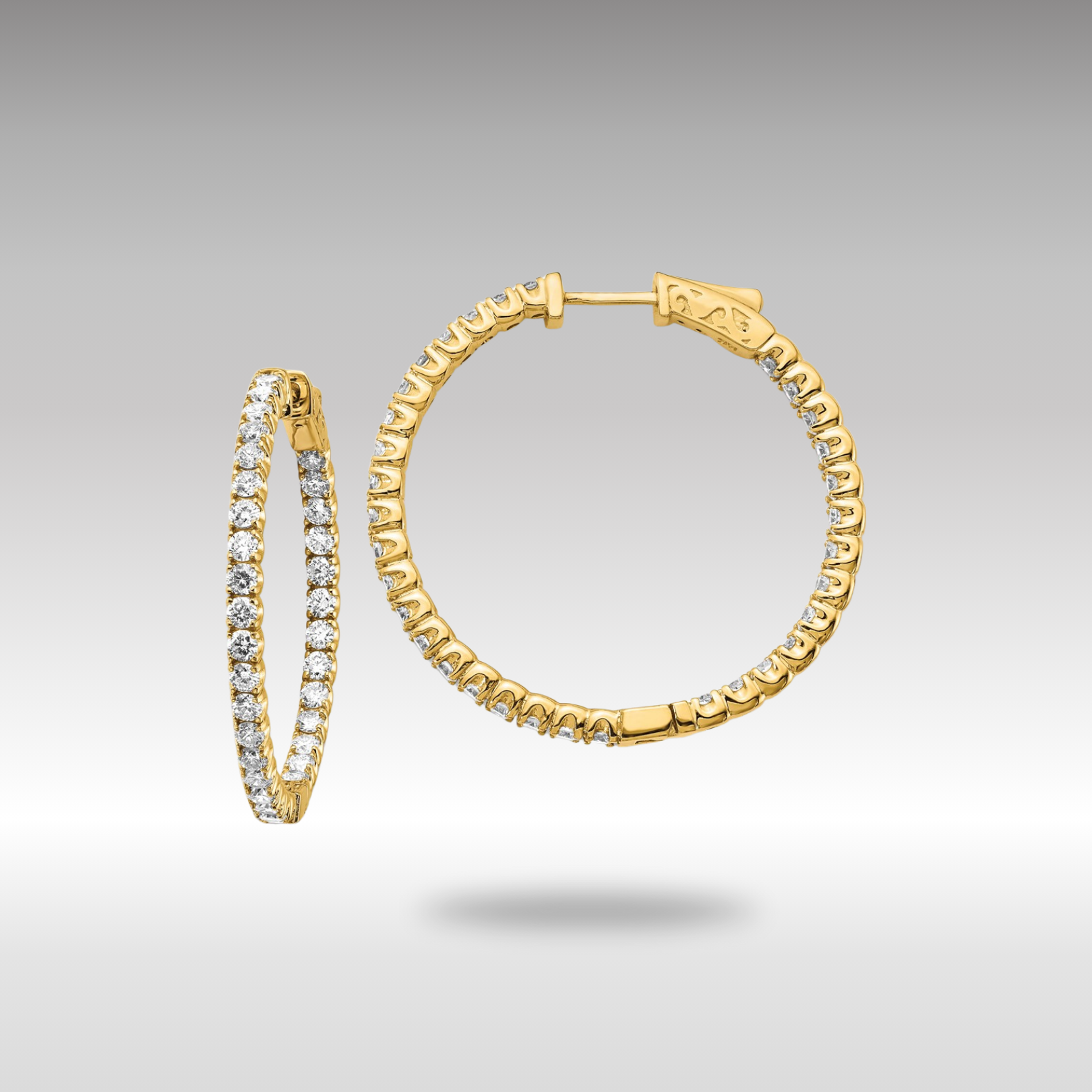 Gold Lab Grown Dia. VS/SI FGH Round Hoop with Safety Clasp Earrings - Model XE2013LG - Charlie & Co. Jewelry