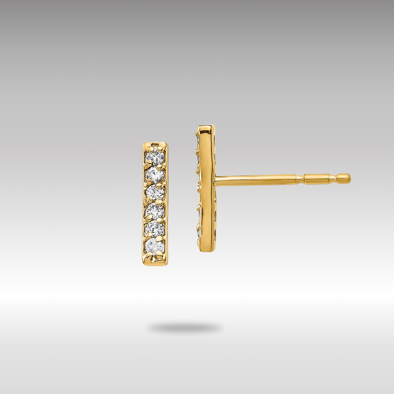 Gold Diamond Bar Earrings - Model XE3075VS - Charlie & Co. Jewelry