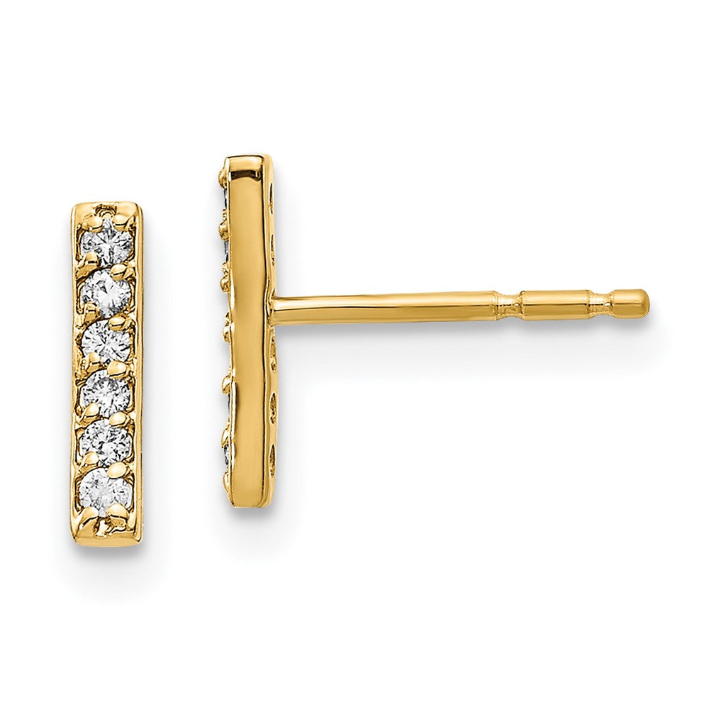 Gold Diamond Bar Earrings Model-XE3075A - Charlie & Co. Jewelry