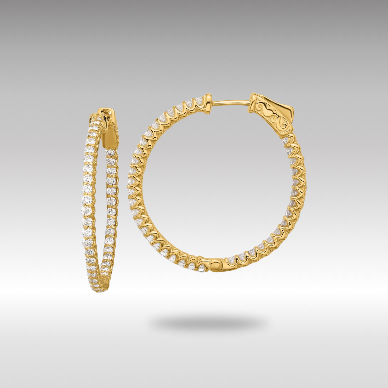 Gold 1.56ct 78-1.7mm In/Out Hoop with Safety Clasp Diamond Earrings - Model XE3241AA - Charlie & Co. Jewelry