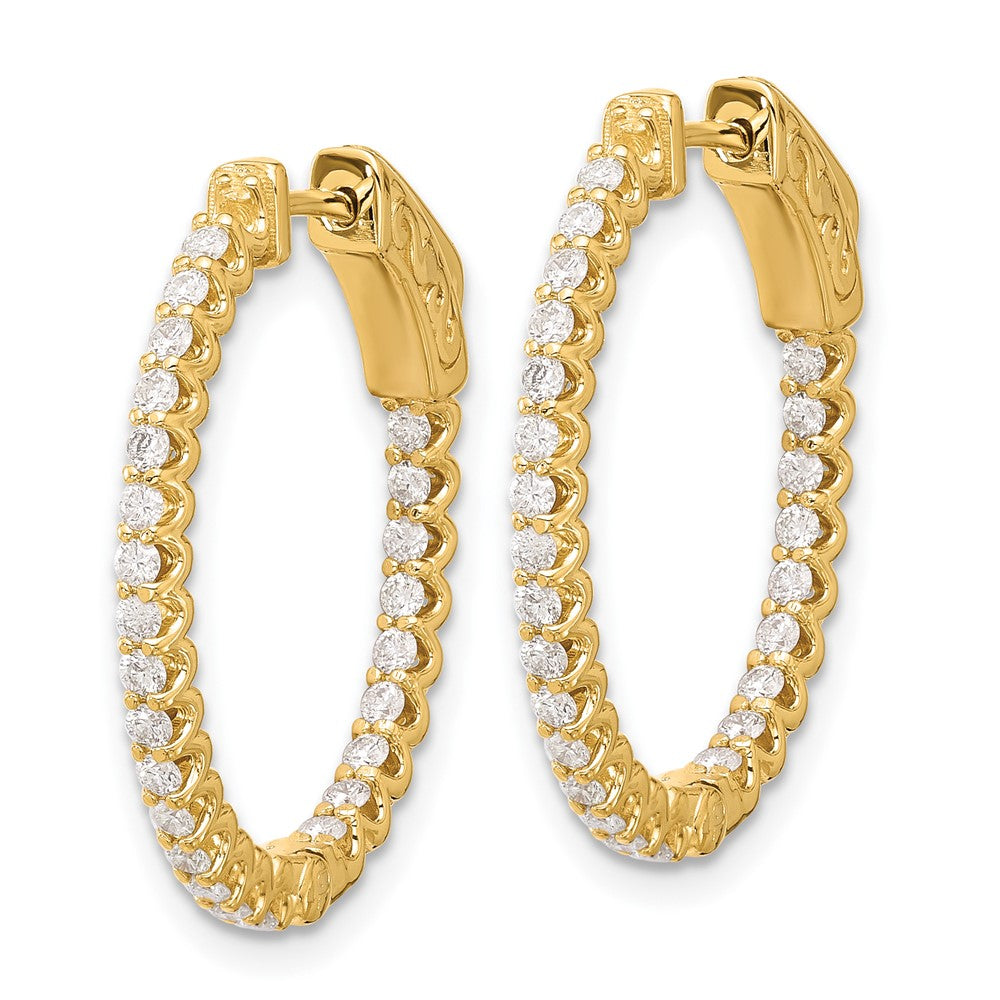 Gold 1.04ct Diamond 52-1.5mm In/Out Oval Hoop with Safety Clasp Earrings - Model XE3244AA - Charlie & Co. Jewelry