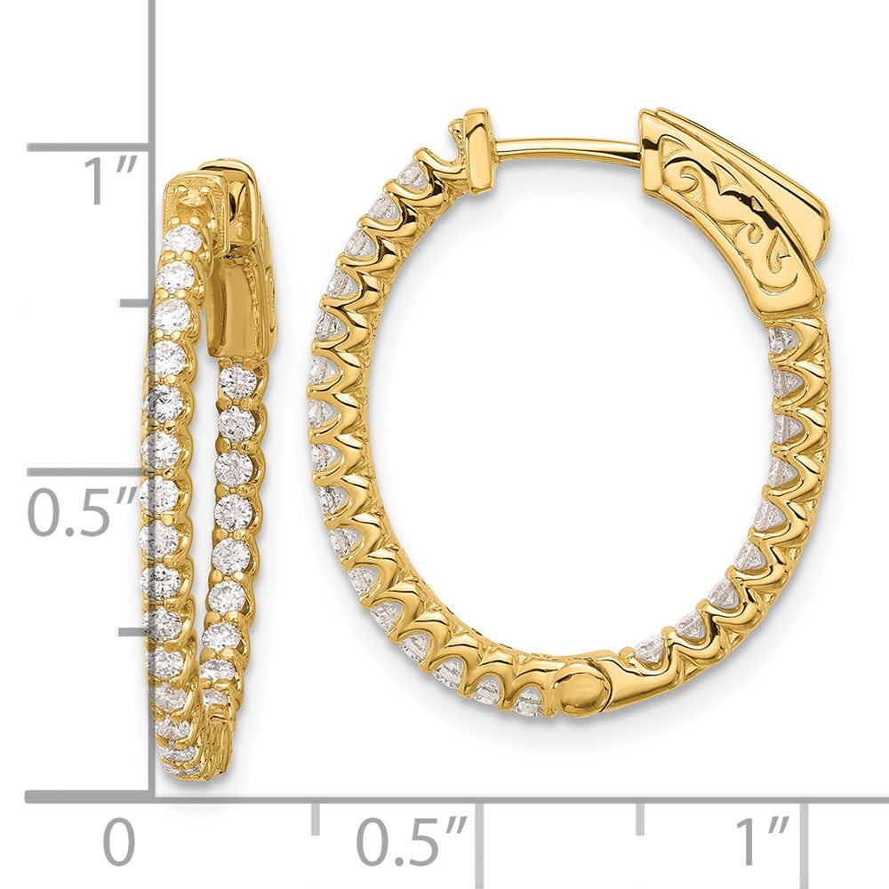 Gold 1.04ct Diamond 52-1.5mm In/Out Oval Hoop with Safety Clasp Earrings - Model XE3244AA - Charlie & Co. Jewelry