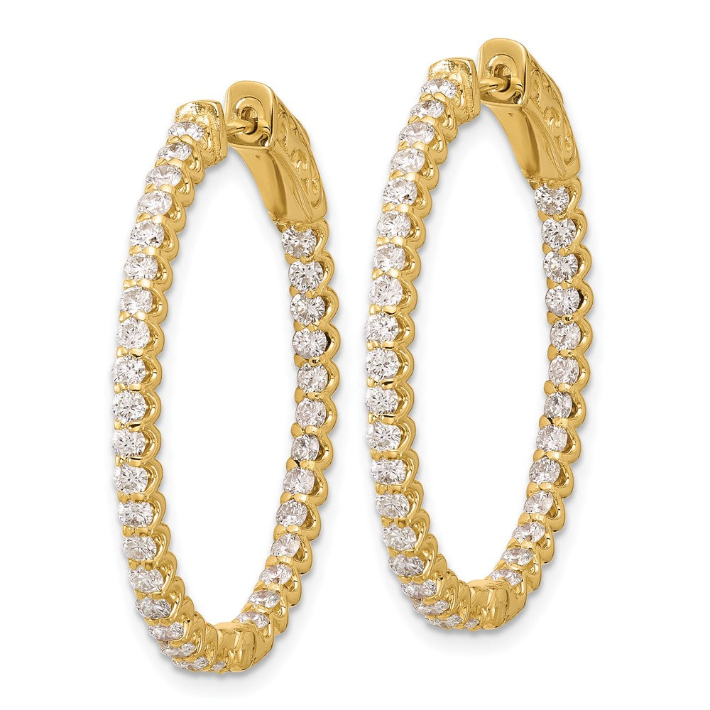 Gold 2.3ct 66-2.0mm In/Out Oval Hoop with Safety Clasp Diamond Earrings - Model XE3249AA - Charlie & Co. Jewelry