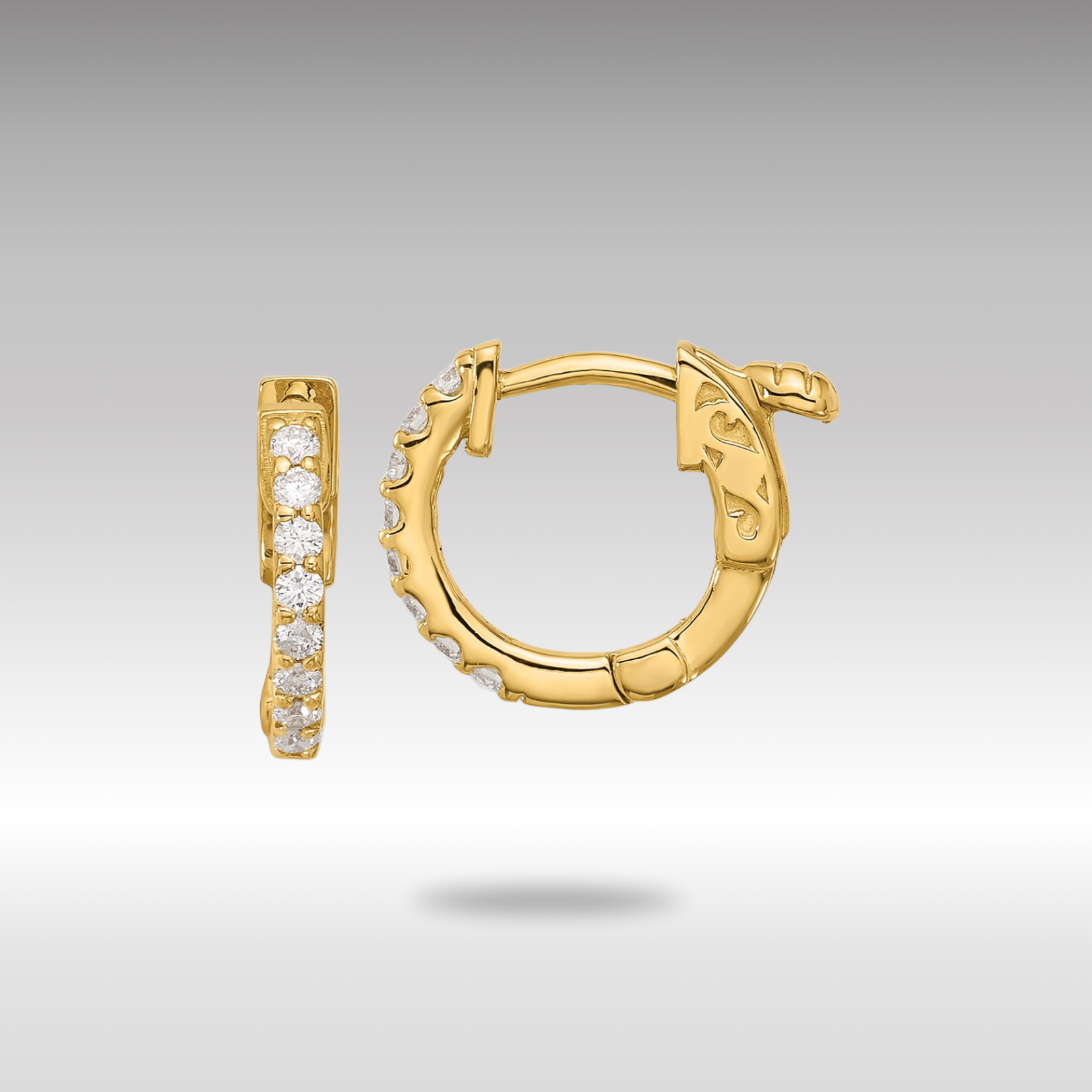 Gold 0.24ct 16-1.5mm Round Hoop with Safety Clasp Diamond Earrings - Model XE3250AA - Charlie & Co. Jewelry