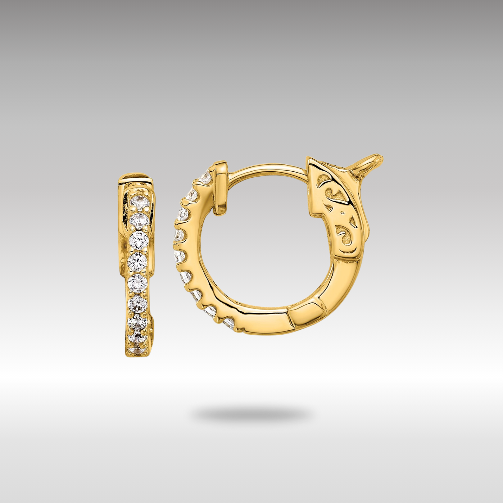 Gold 0.18ct 18-1.3mm Round Hoop with Safety Clasp Diamond Earrings - Model XE3251AA - Charlie & Co. Jewelry