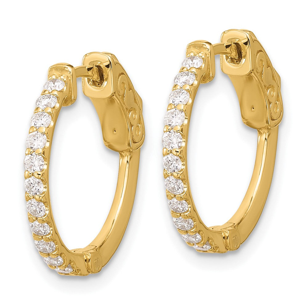 Gold 0.44ct 22-1.7mm Round Hoop with Safety Clasp Diamond Earrings - Model XE3256AA - Charlie & Co. Jewelry