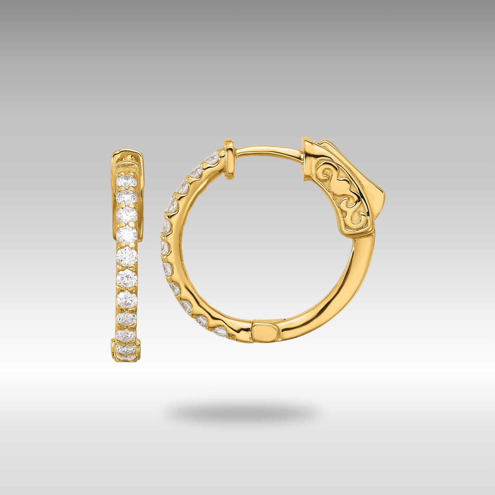 Gold 0.44ct 22-1.7mm Round Hoop with Safety Clasp Diamond Earrings - Model XE3256AA - Charlie & Co. Jewelry