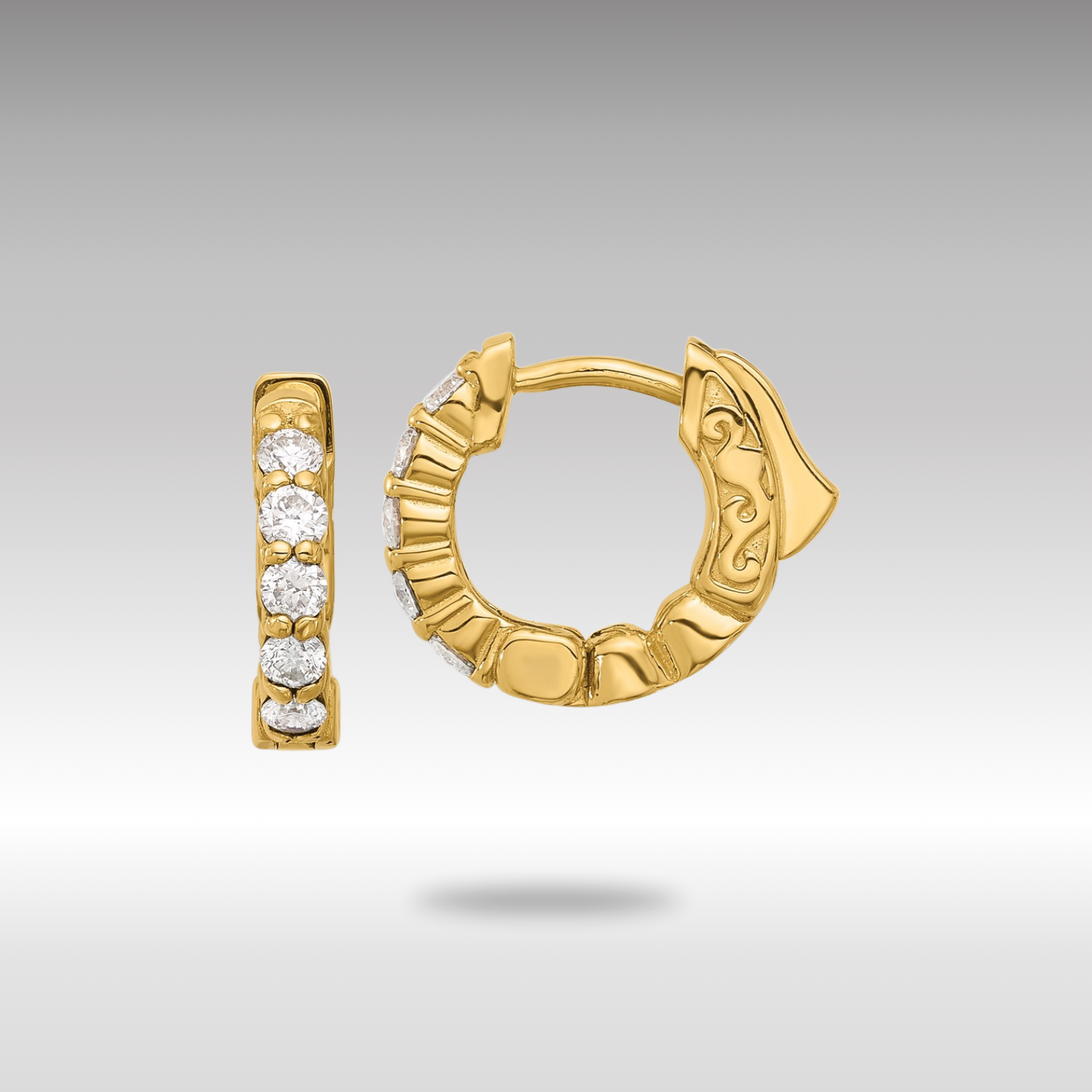 Gold 0.46ct 10-2.25mm Round Hoop with Safety Clasp Diamond Earrings - Model XE3258AA - Charlie & Co. Jewelry