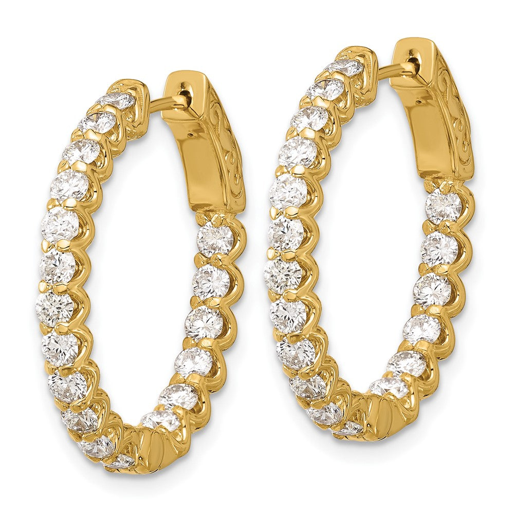 Gold 2.1ct 36-2.5mm In/Out Oval Hoop with Safety Clasp Diamond Earrings - Model XE3263AA - Charlie & Co. Jewelry