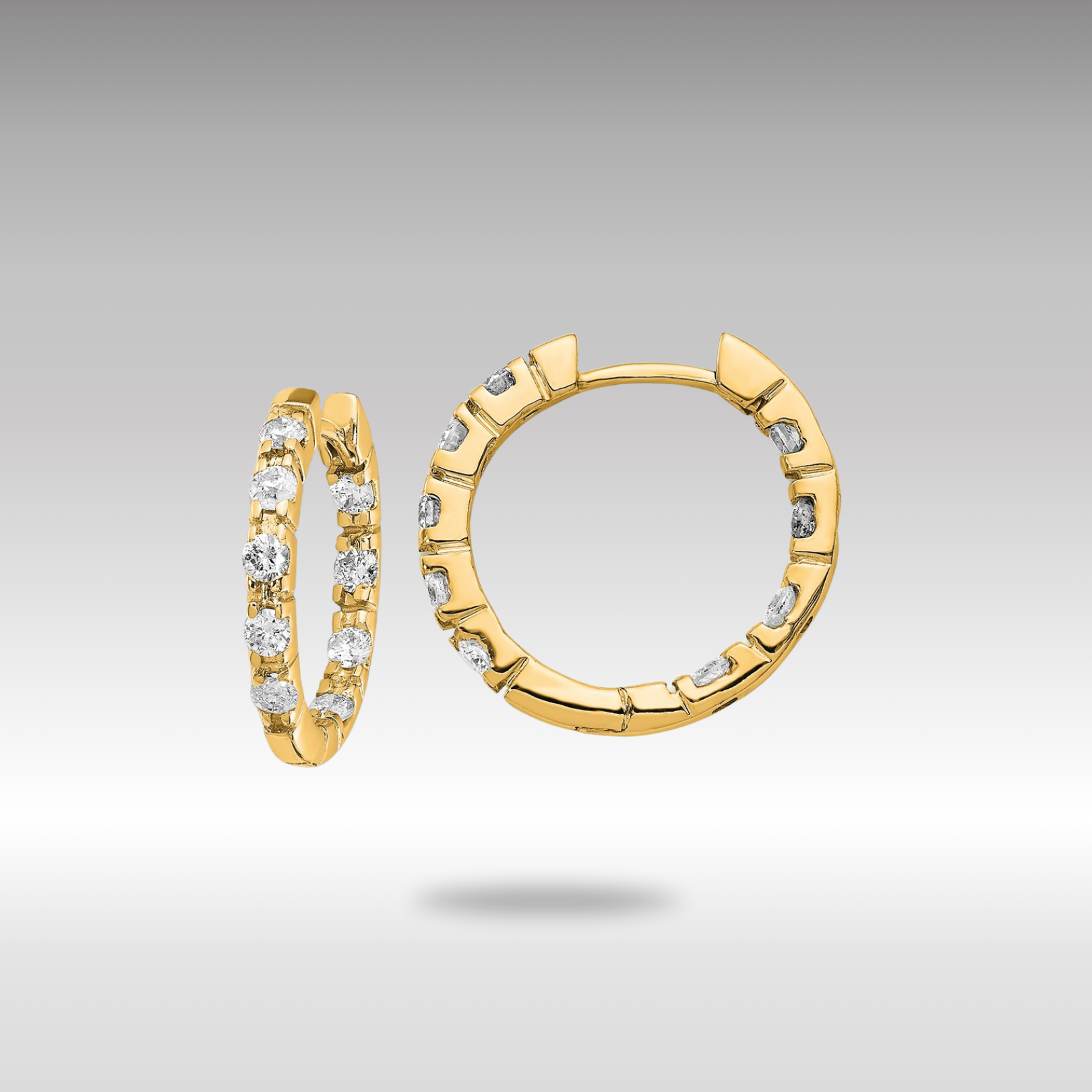 Gold Lab Grown Diamond VS/SI FGH Hinged Hoop Earrings - Model XE865LG - Charlie & Co. Jewelry