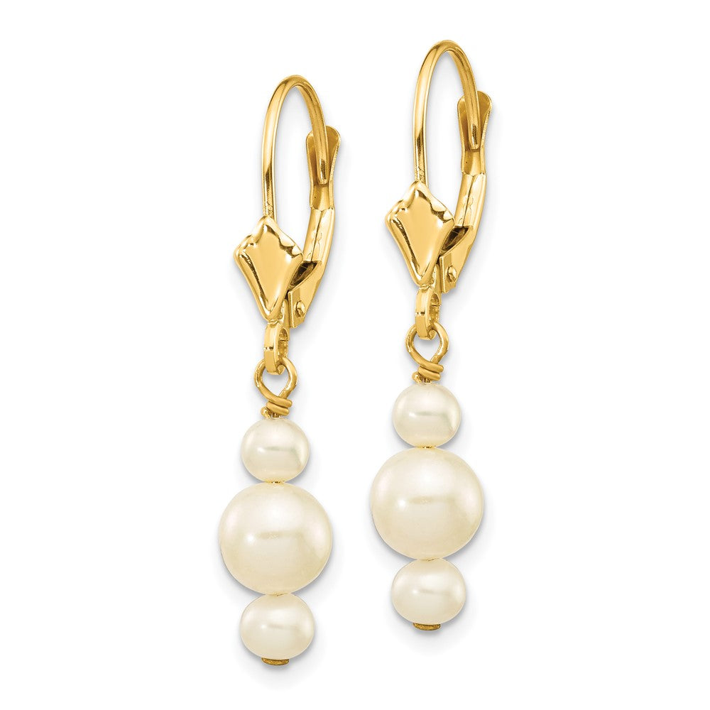 Gold 3-3.5mm and 5-5.5mm Semi-Round FWC Pearl Leverback Dangle Earrings - Model XF436E - Charlie & Co. Jewelry