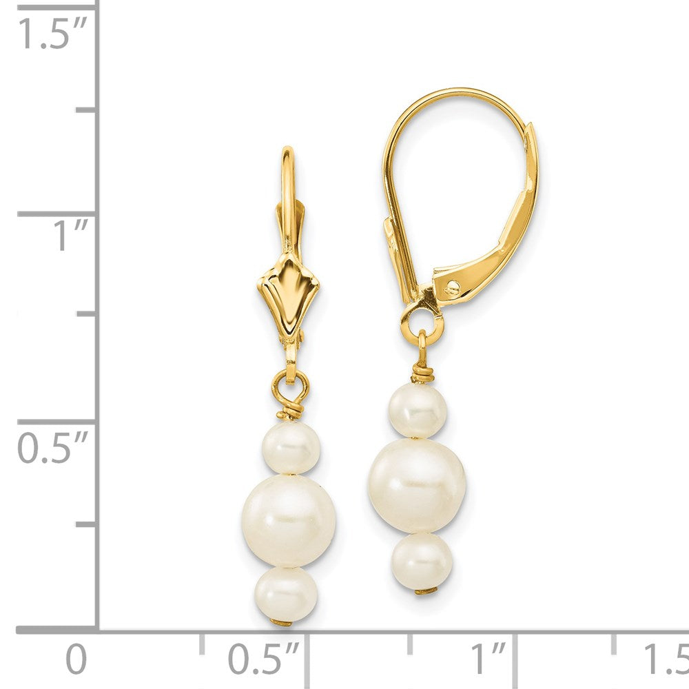 Gold 3-3.5mm and 5-5.5mm Semi-Round FWC Pearl Leverback Dangle Earrings - Model XF436E - Charlie & Co. Jewelry