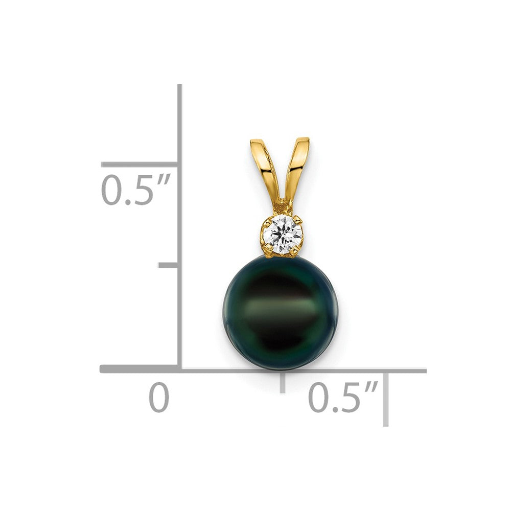 Gold Black Round Saltwater Akoya Cultured Pearl Diamond Pendant - Model XF476B - Charlie & Co. Jewelry