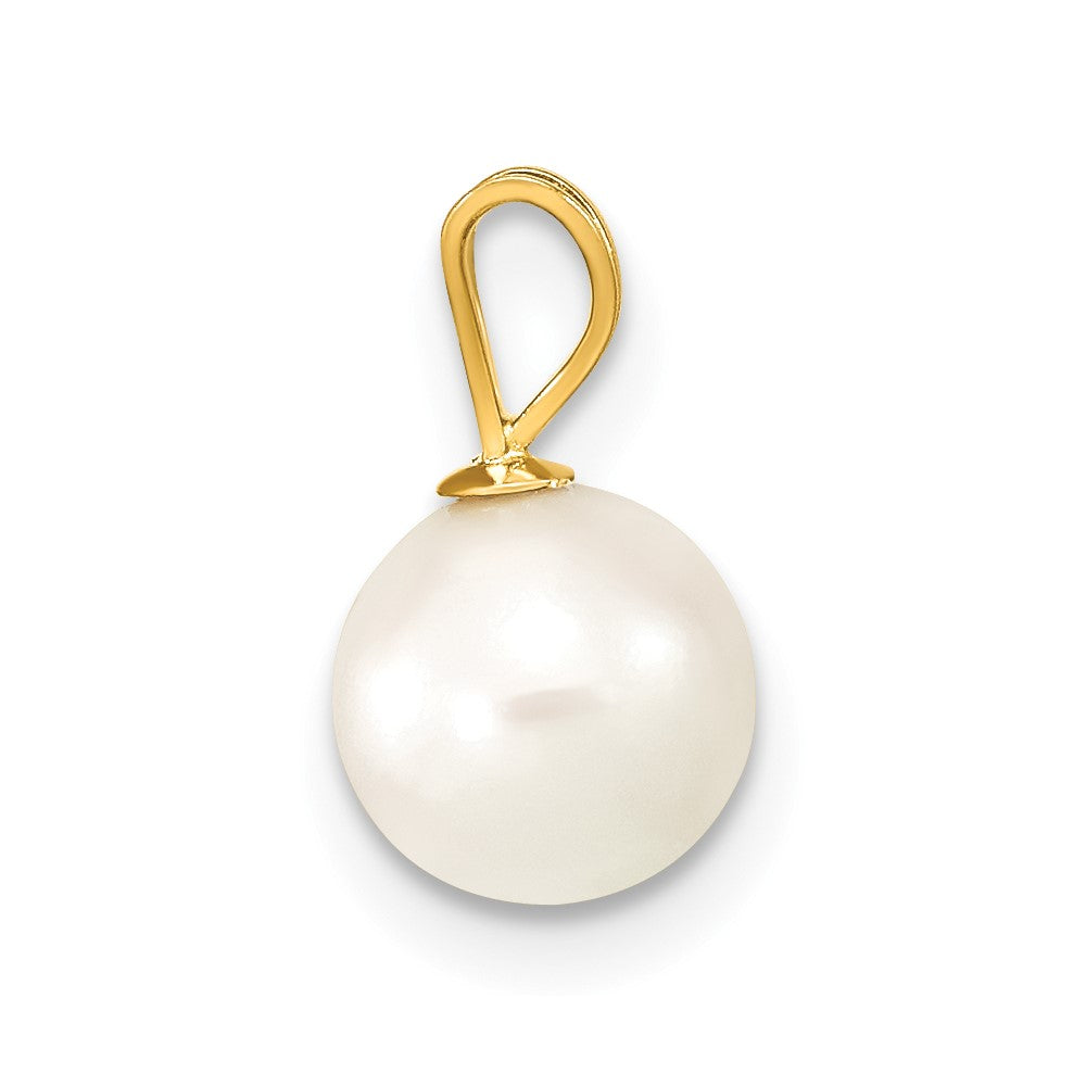 Gold 7-8mm Round White Saltwater Akoya Cultured Pearl Pendant - Model XF488 - Charlie & Co. Jewelry