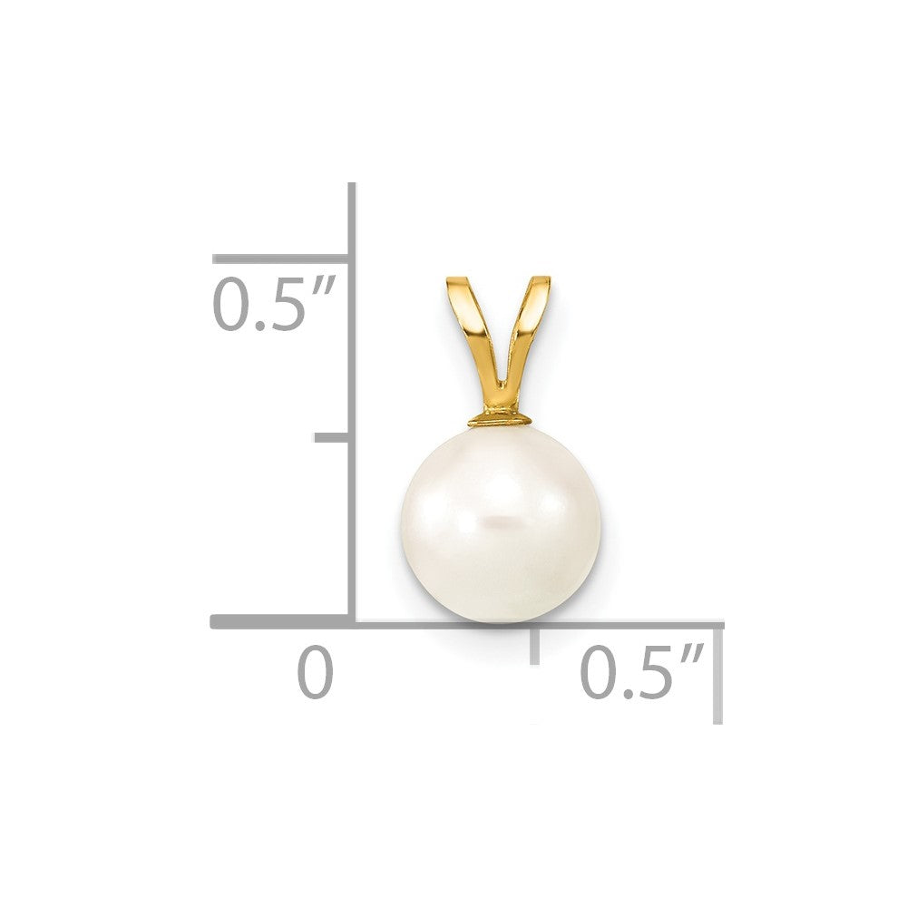 Gold 7-8mm Round White Saltwater Akoya Cultured Pearl Pendant - Model XF488 - Charlie & Co. Jewelry